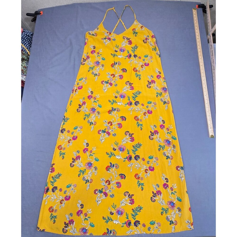 Old Navy Yellow Floral Spaghetti Strap Maxi Dress Large Beachy Boho